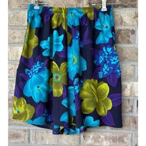 VTG 90s Nouveau Tropical Summer Vacation Rayon Floral High Rise Mom Shorts MED
